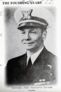 Faded image of Lieutenant Juan Lacson, commanding officer of the CG-68009 during World War II, who became a U.S. citizen and retired from the Reserves as a Lieutenant Commander. (John B. Lacson Foundation Maritime Academy) Faded image of Lieutenant Juan Lacson, commanding officer of the CG-68009 during World War II, who became a U.S. citizen and retired from the Reserves as a Lieutenant Commander. (John B. Lacson Foundation Maritime Academy)